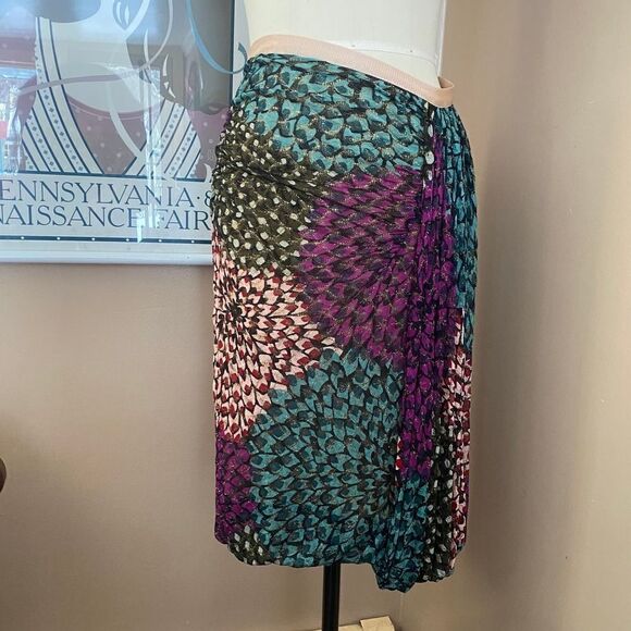 MISSONI knit zig zag skirt signature feather print metallic balloon hem 8 42 M - Picture 7 of 8